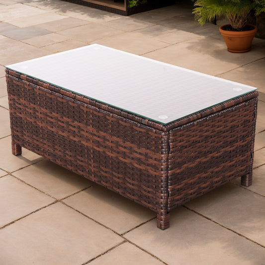 Prostokątny stolik kawowy Rattanpark w kolorze brązowego rattanu