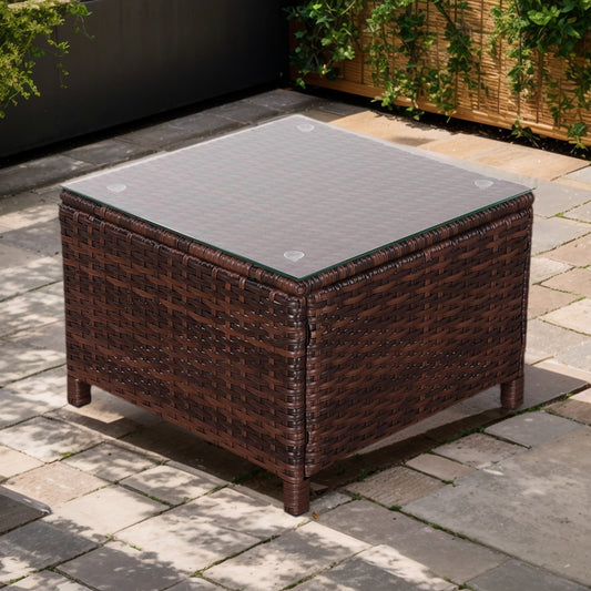 Kwadratowy stolik kawowy Rattanpark w kolorze brązowego rattanu