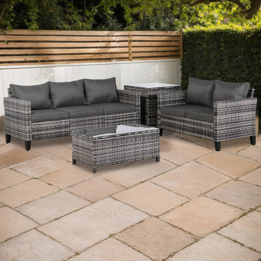 Combo #2 - Zestawy mebli ogrodowych z szarego rattanu i szarych poduszek